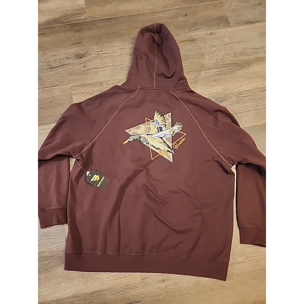 Burlebo Men's Fleece Pintail Triangle Duck Maroon Hoodie Sz. 2XL NEW